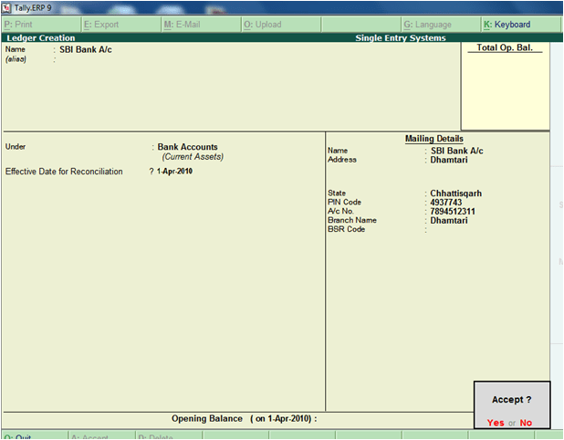 ledger creation2 Tally ERP 9 Notes