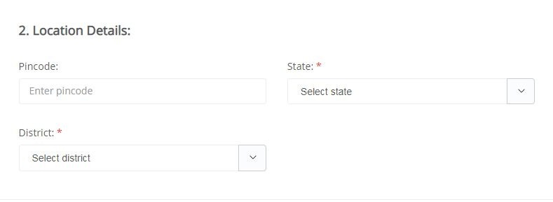 PMKVY Registration - fill location details