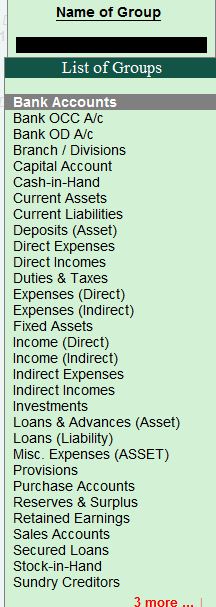Ladger group list