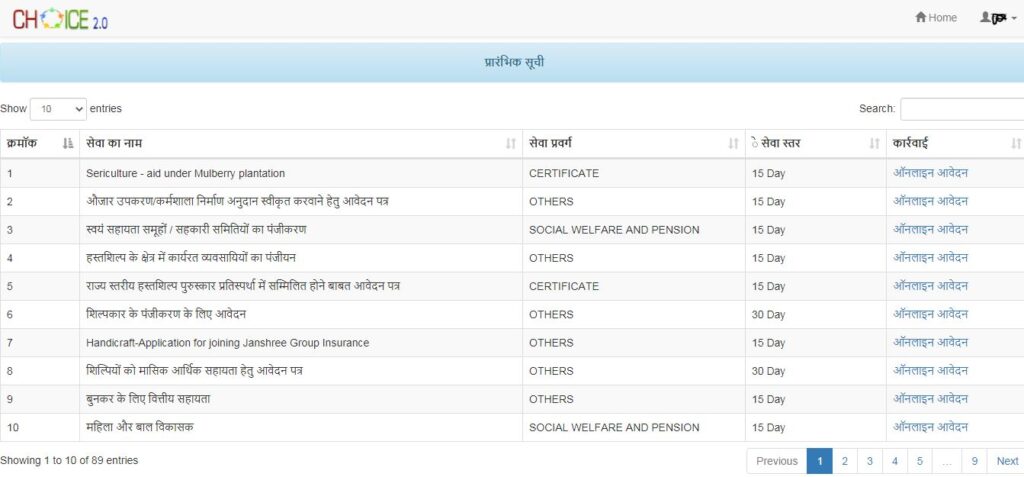 e district cg service list