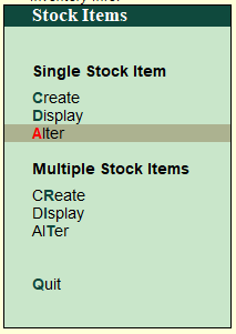 stock item in tally in hindi