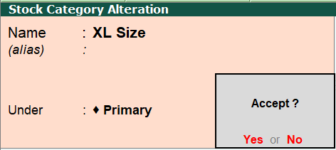 Stock Category Alteration in tally