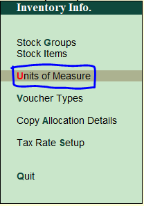 Unit of Measure in Tally