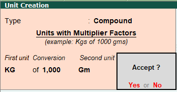 Unit of Measure in Tally