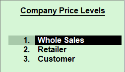 Price Level in Tally