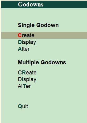 Godowns Creation in Tally in Hindi
